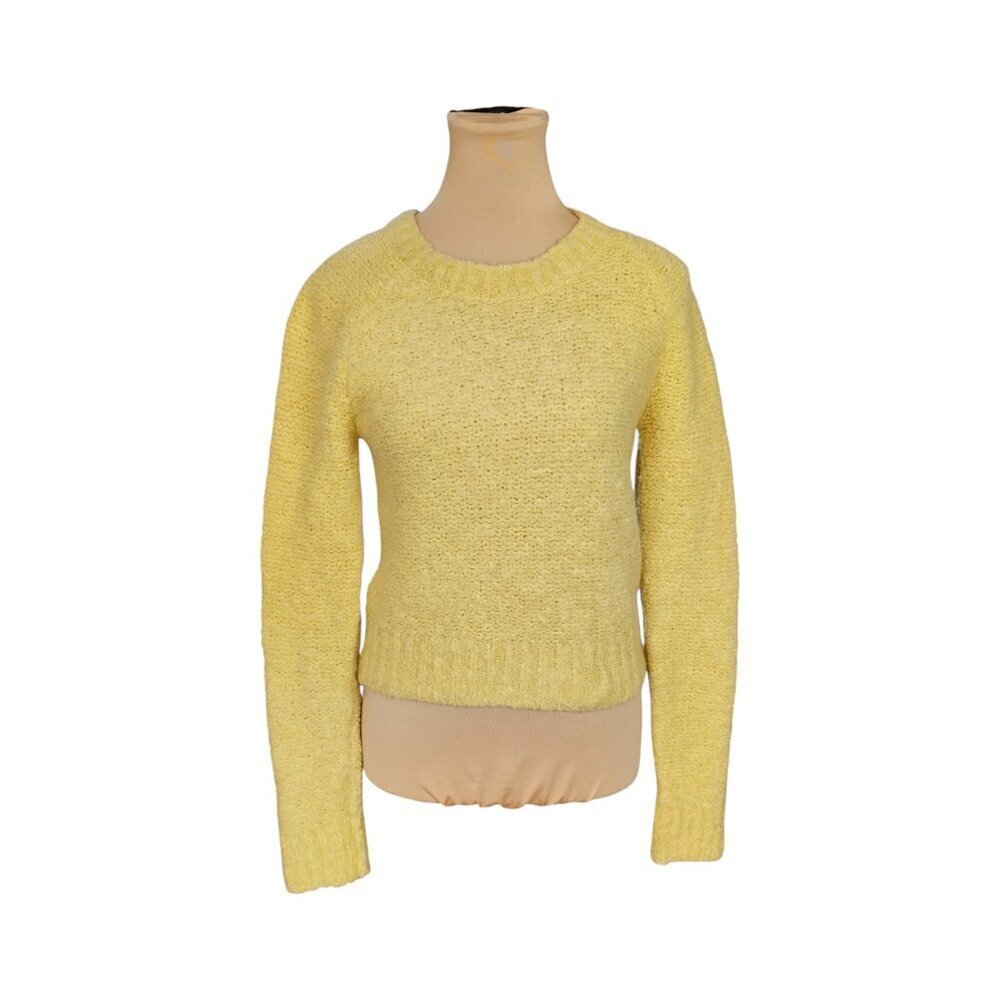 Wilfred Aritzia Elsie Light Yellow Fuzzy Crew Neck Sweater Sz S